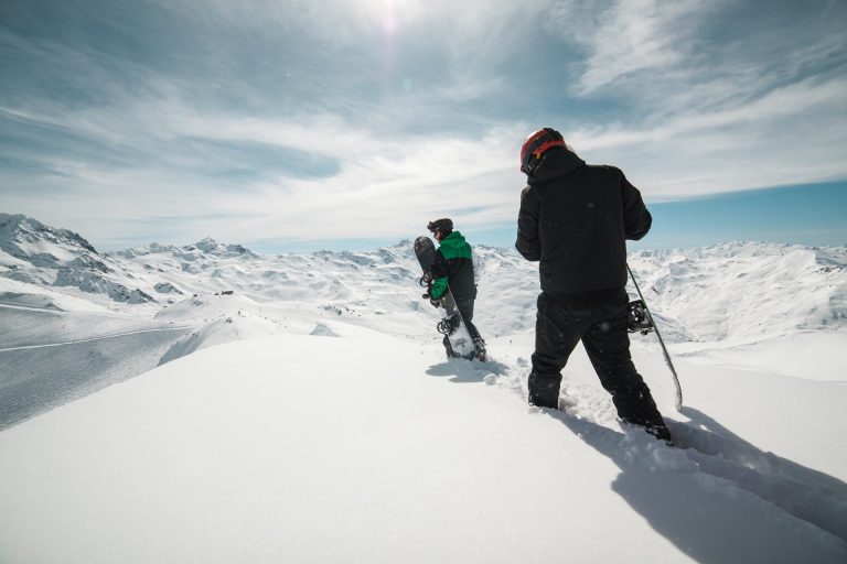 Hiking to Snowboarding Drop-in
