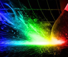 Multi colored Green Blue Yellow Orange Flames match strike