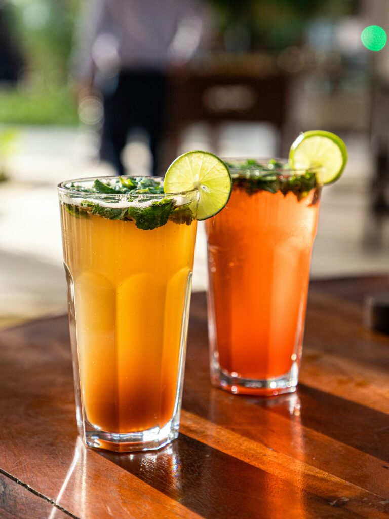 Iced tea with rose syrup