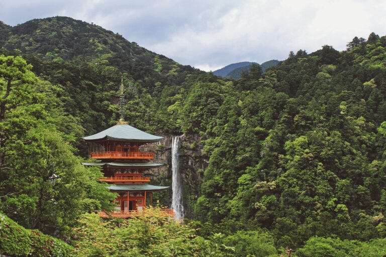 Rewarding view of Nachi-san after trekking the Kumano Kodo in Wakayama, Japan.