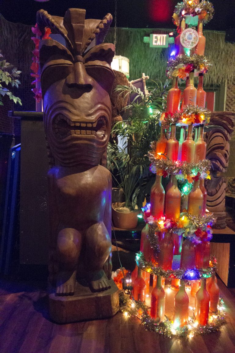 Tiki themed Christmas tree